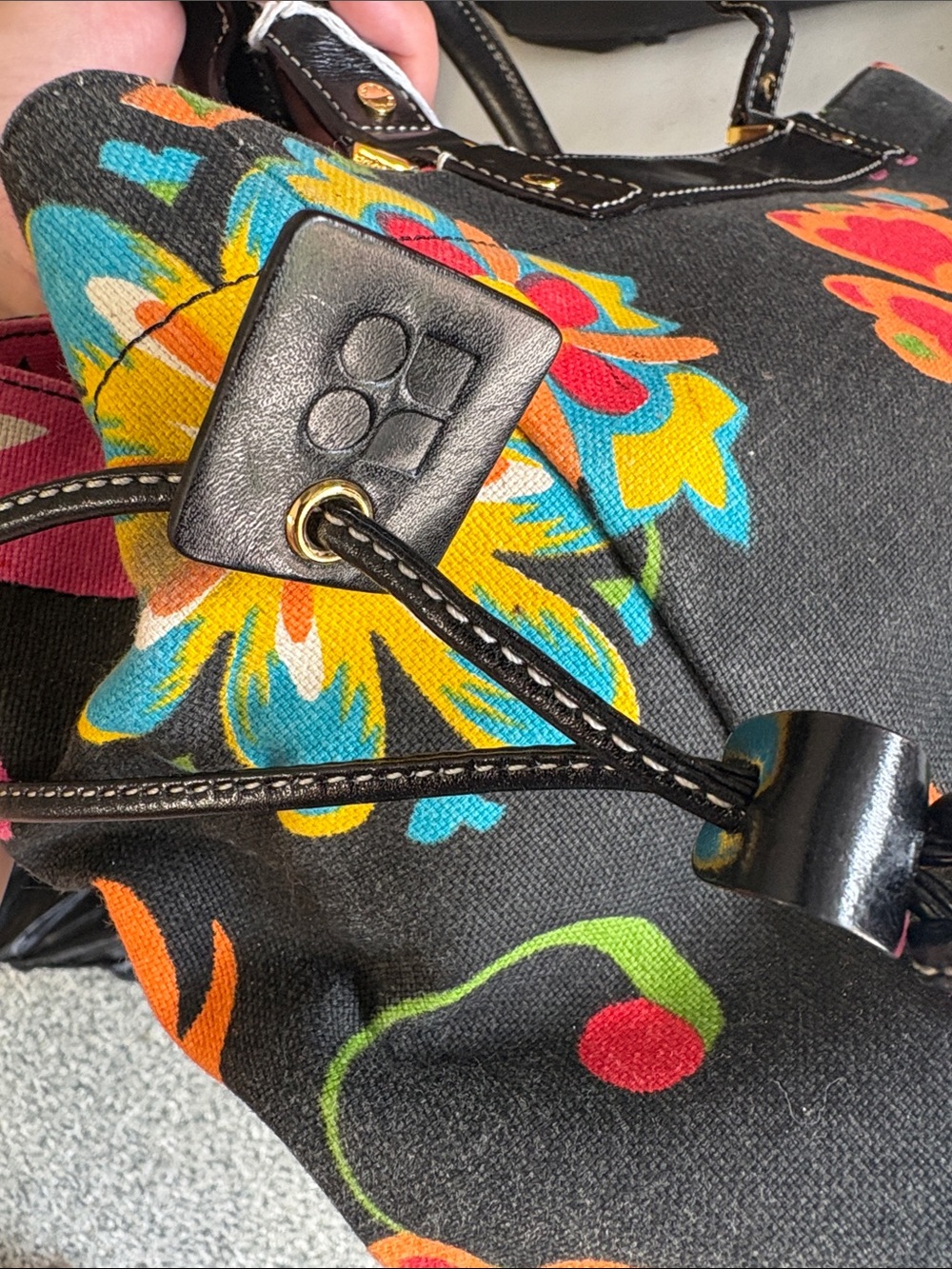 kate spade Black Canvas Floral Tote with Multicolor Flower Print - Picture 4 of 8